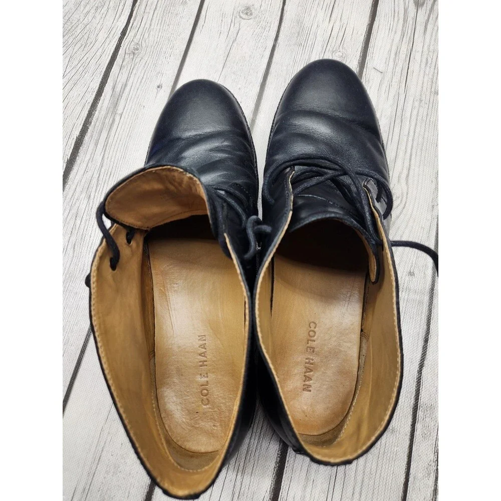 Cole Haan C13730 Men's 10 M Black Leather Lace Up Dress Oxford Shoes Vibram Sole